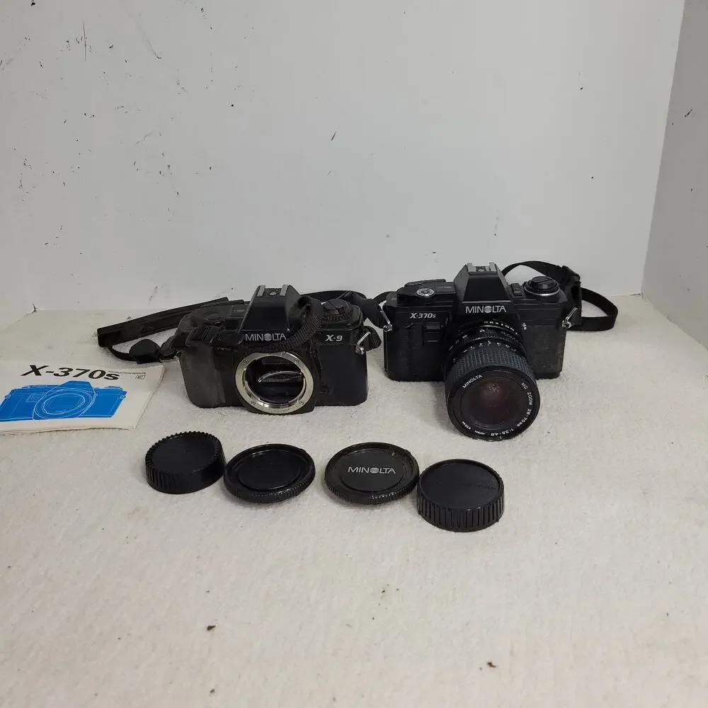 Vtg Minolta Camera Lot 28 - 70 mm 1:35 - 48 Japan 55mm X-370s Photography X-9